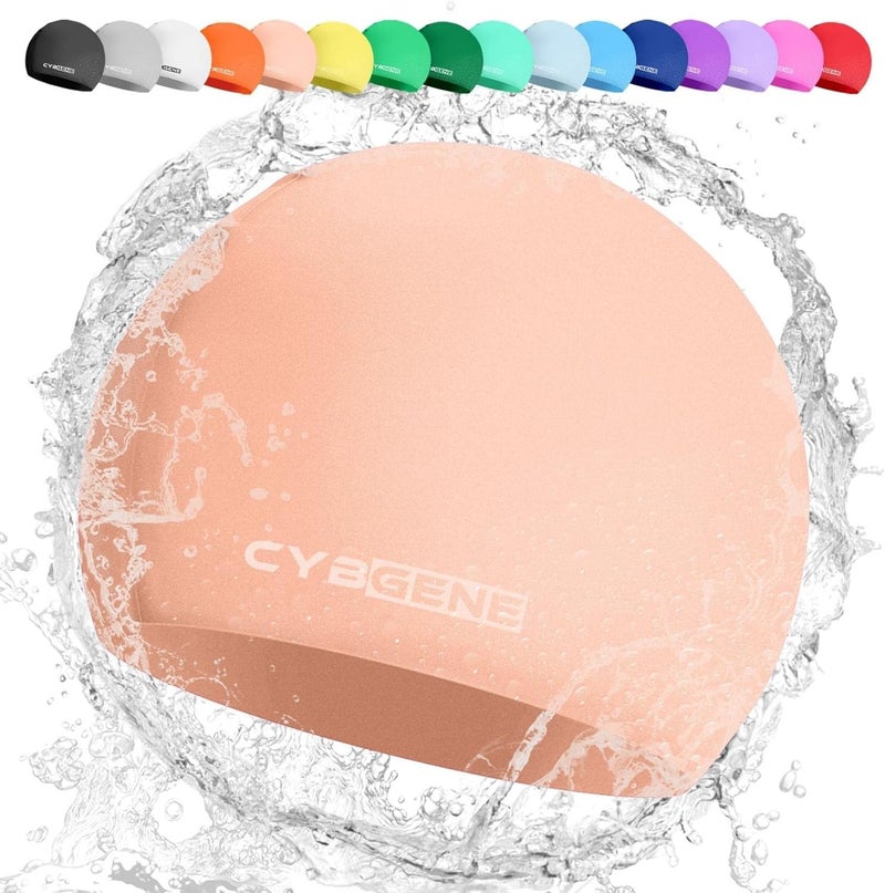 CybGene Silicone Swim Cap, Unisex Swimming Cap for Women and Men, Comfortable Bathing Cap Ideal for Short Medium Long Hair - Image 1